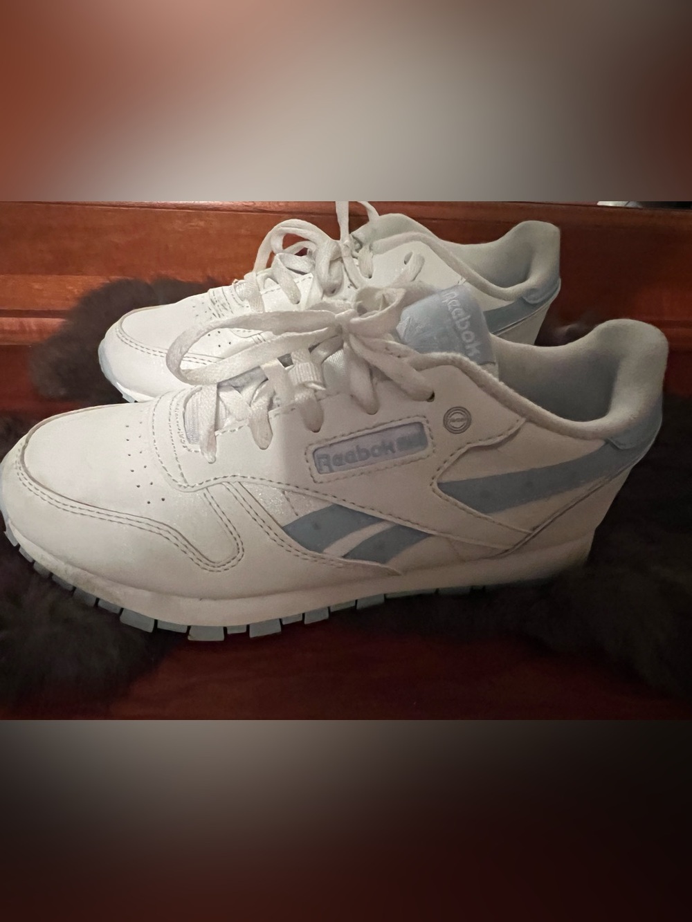 Reebok Kids White Sneakers with Light Blue Details